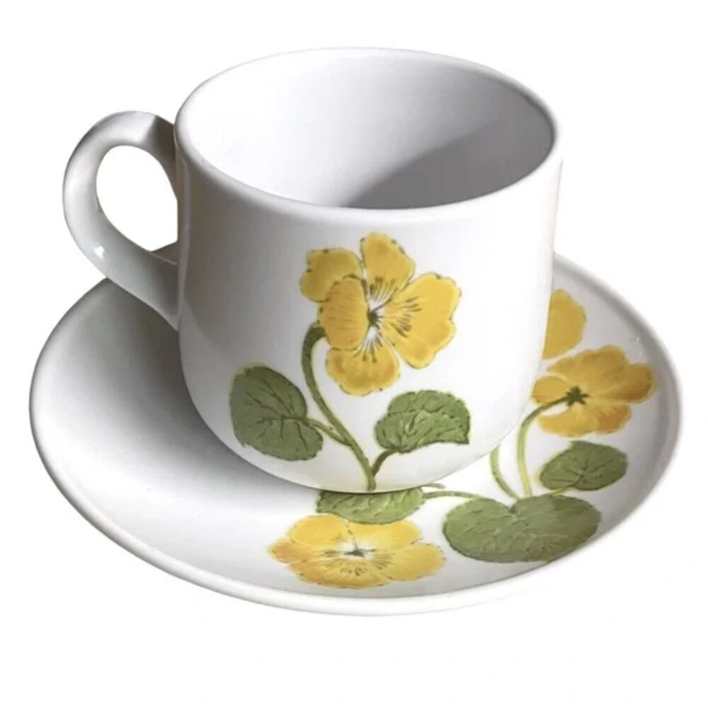 Vtg NORITAKE Japan "Flower Time" Pattern Cup and Saucer Yellow Floral China EUC - Picture 2 of 12